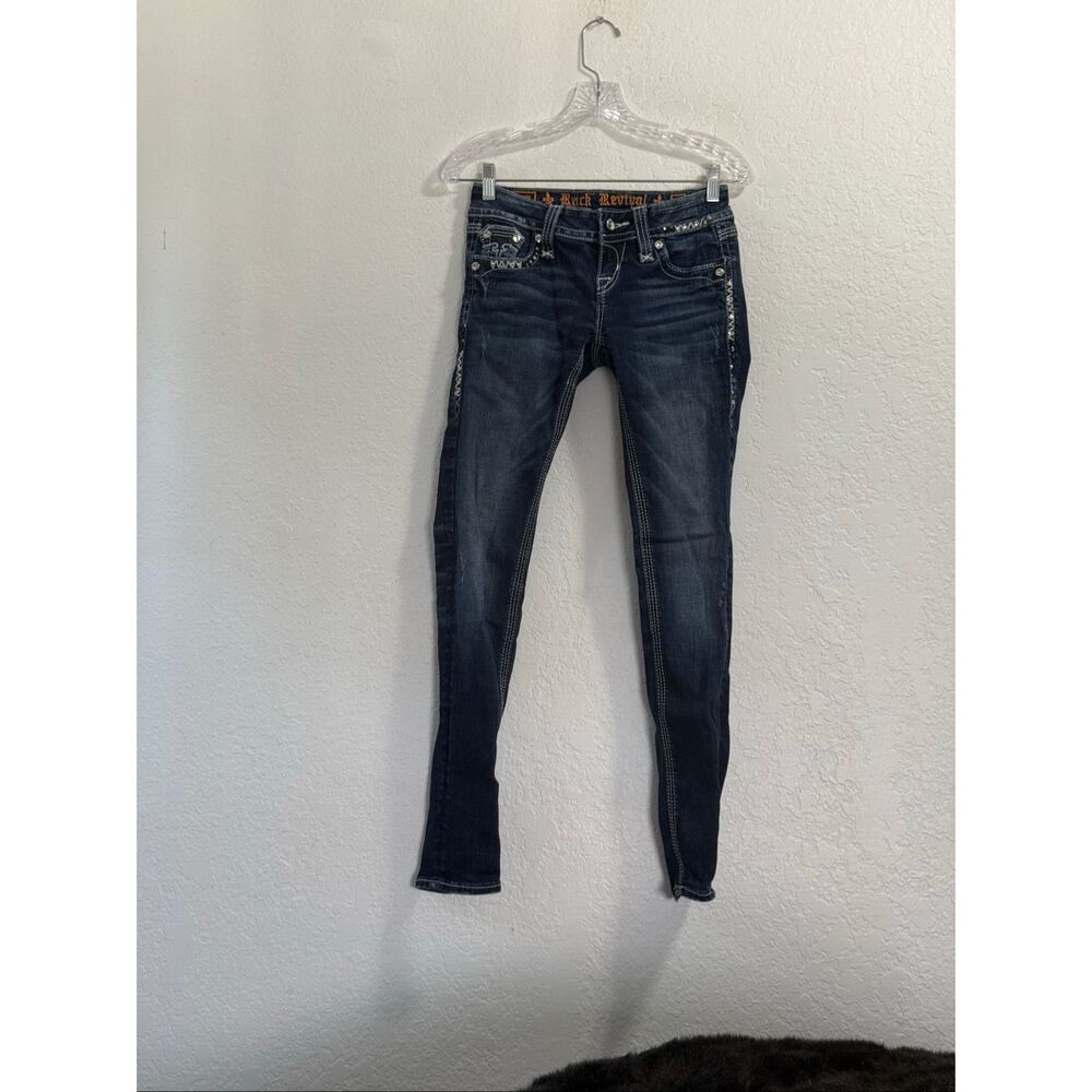 rock revival jeans‎ womens 24 distressed Erin easy skinny bling